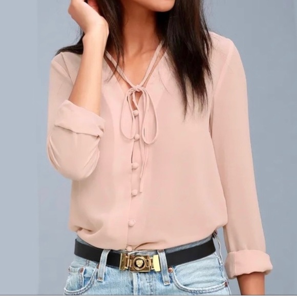 Blush Pink Blouse Silver Button Detail